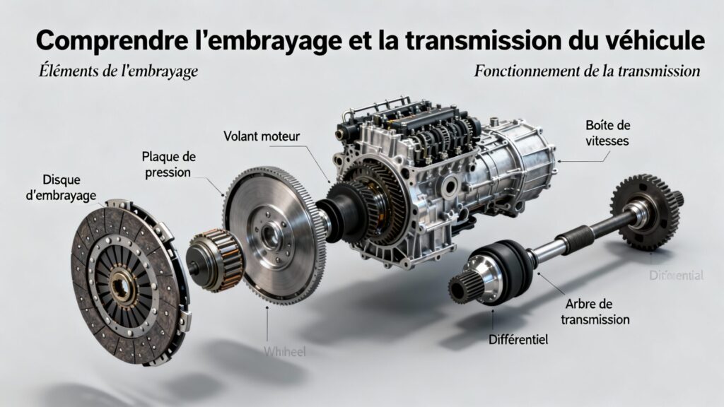 Comprendre l'embrayage et la transmition du véhicule with text