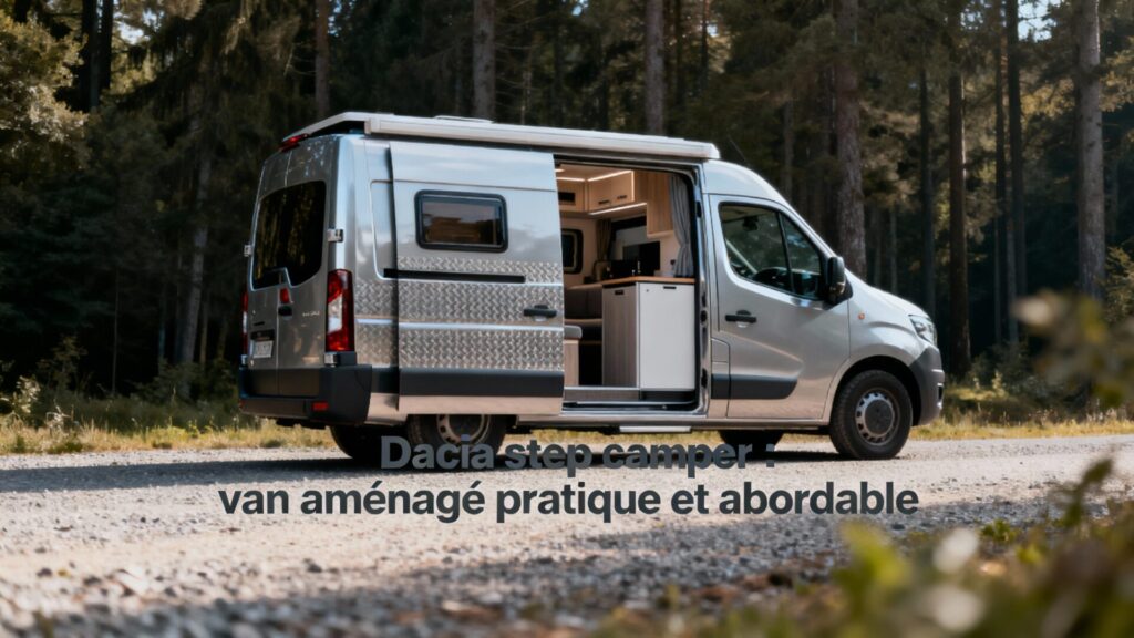 Dacia step camper : van aménagé pratique et abordable with text