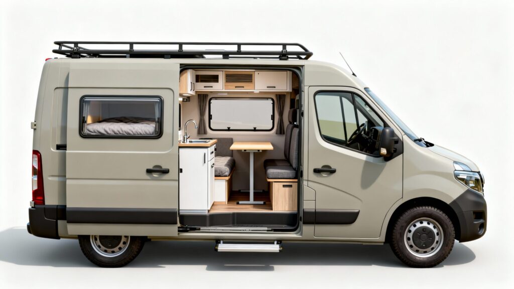 Dacia step camper : van aménagé pratique et abordable without any text