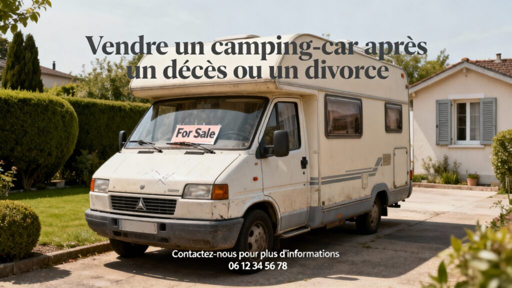 Vendre un camping-car après un décès ou un divorce with text