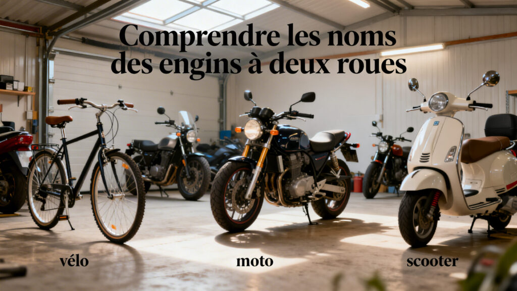 Comprendre les noms des engins à deux roues with text
