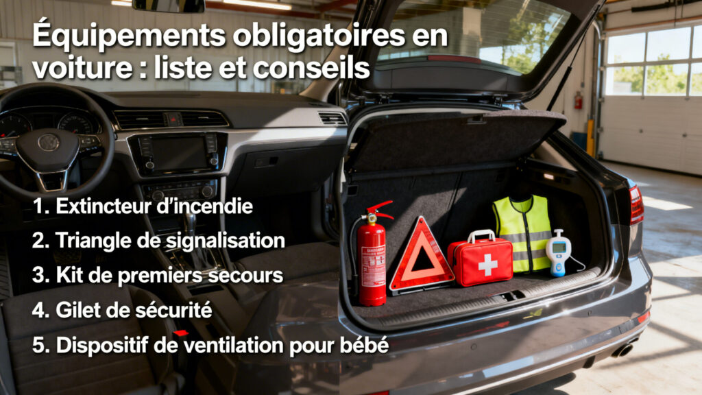 Équipements obligatoires en voiture : liste et conseils with text