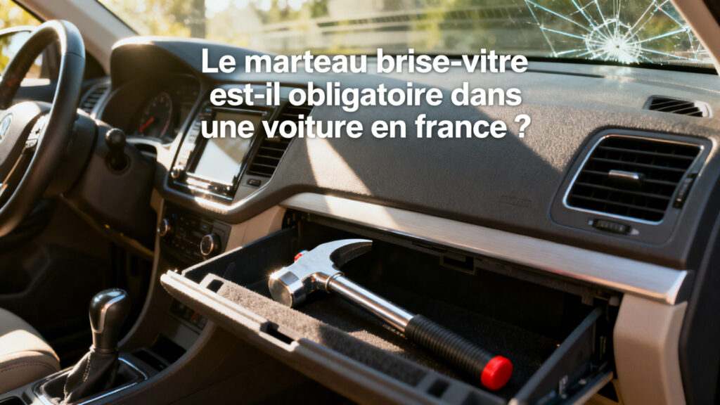 Le marteau brise-vitre est-il obligatoire dans une voiture en france ? with text