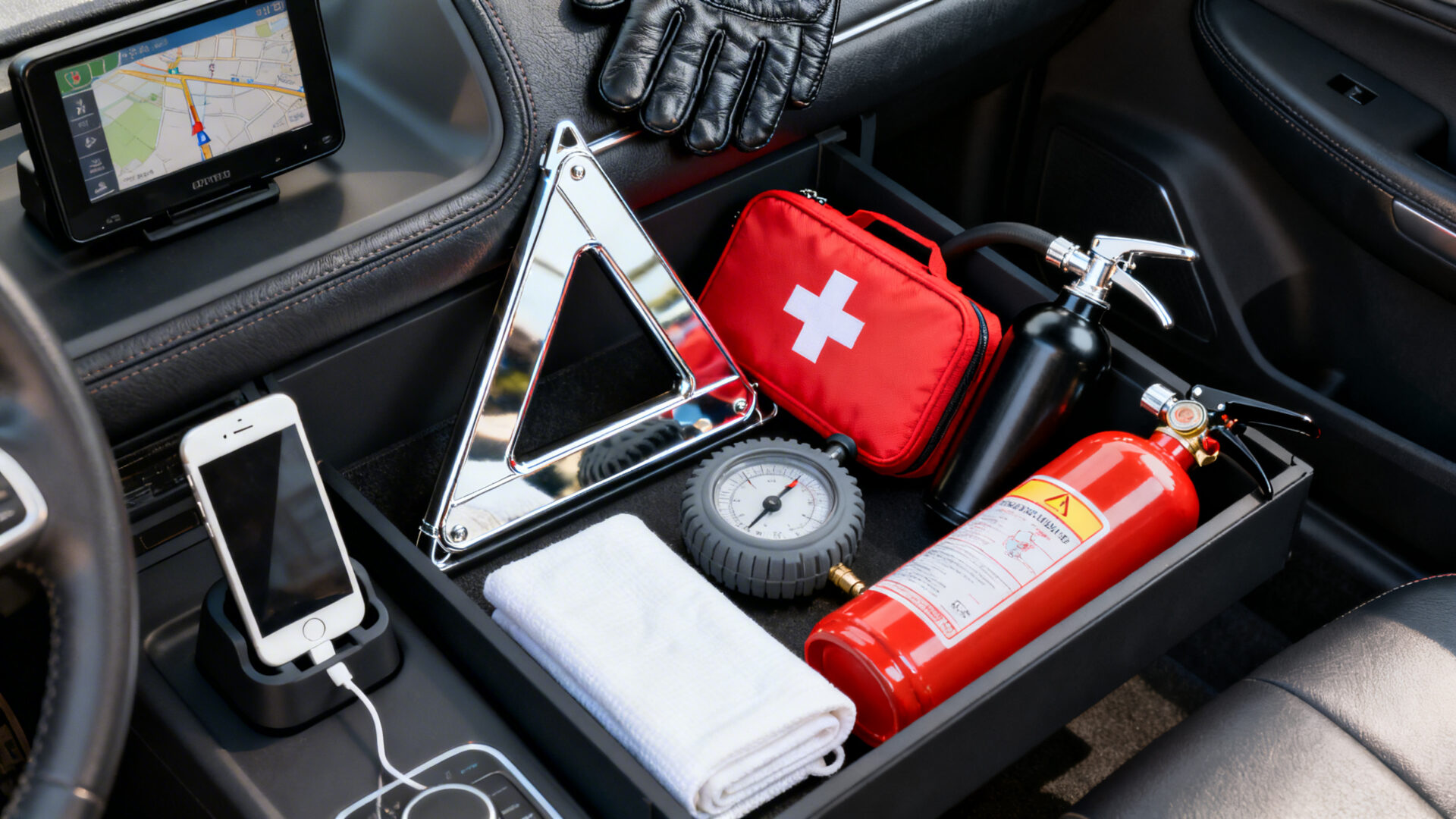 Accessoires obligatoires dans la voiture et conseils de sécurité without any text