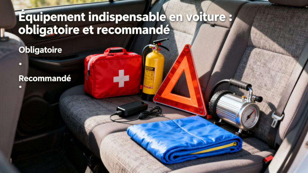Équipement indispensable en voiture : obligatoire et recommandé with text