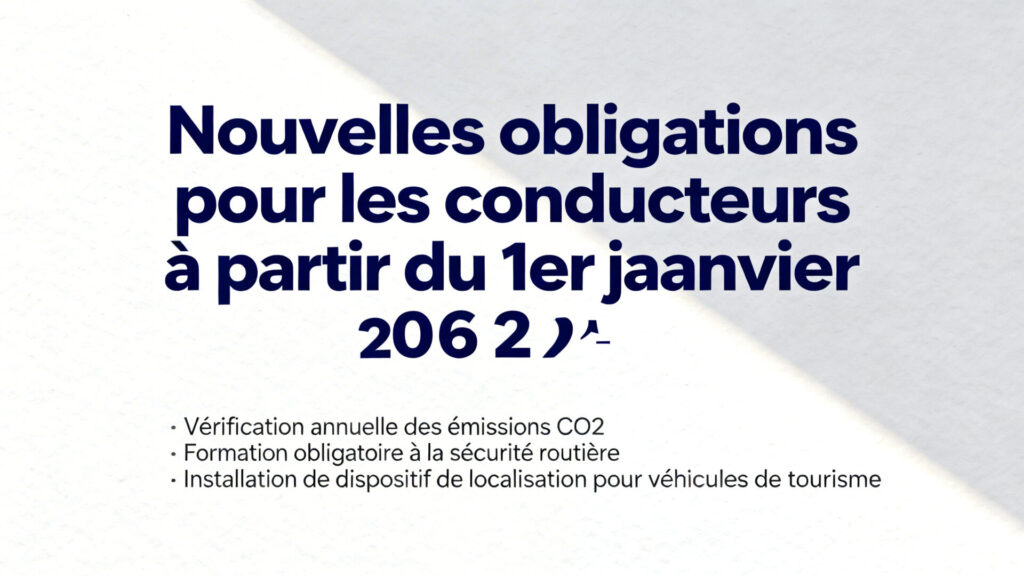 Nouvelles obligations pour les conducteurs à partir du 1er janvier 2026 with text