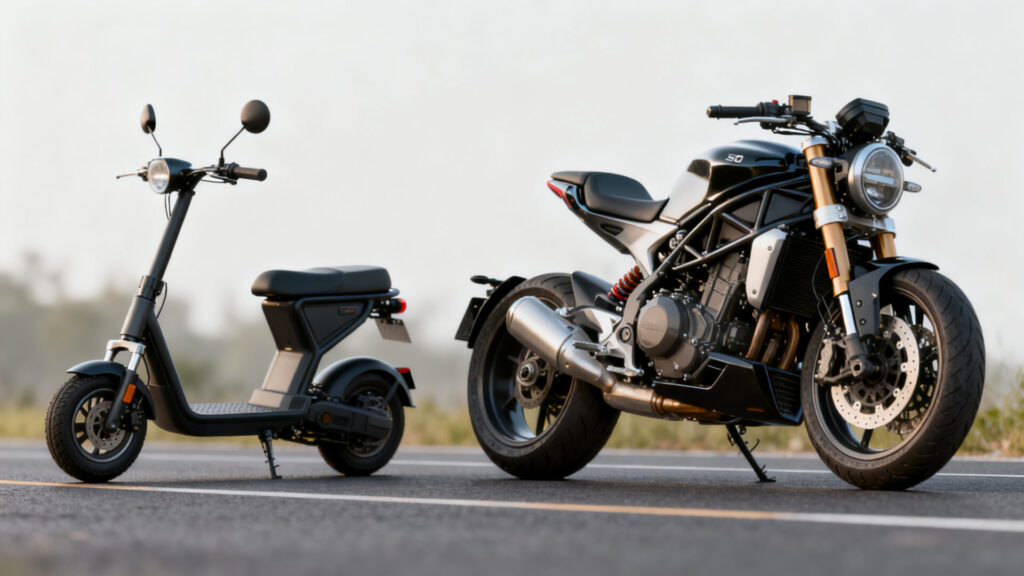 Quel est le plus dangereux entre un scooter 50 et une moto 50 ? without any text