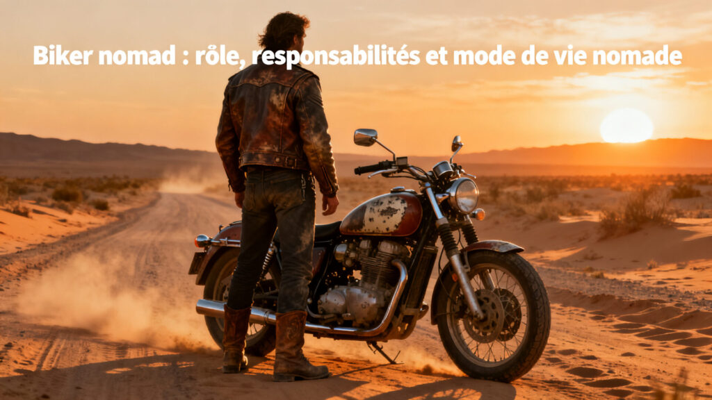 Biker nomad : rôle, responsabilités et mode de vie nomade with text
