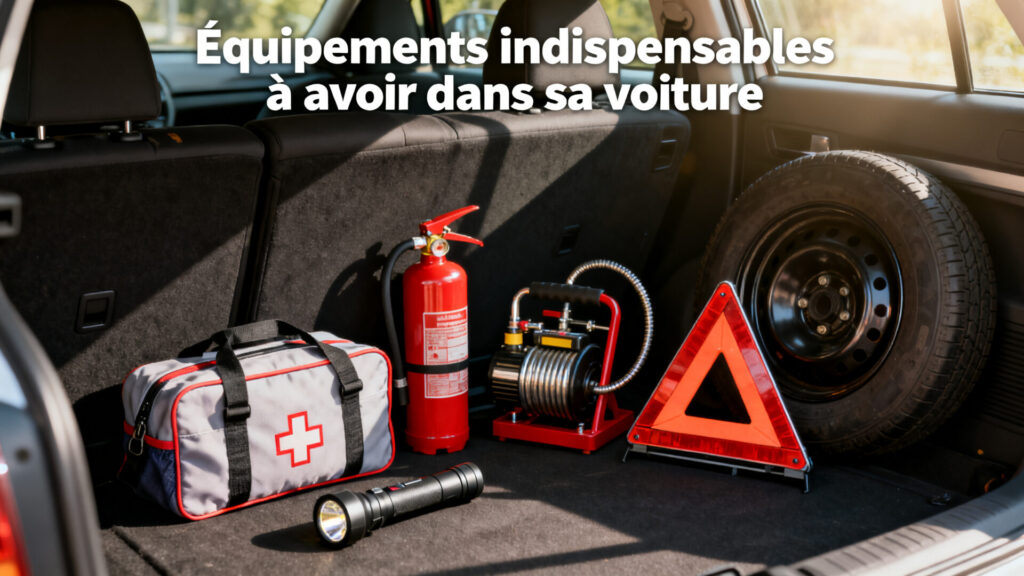 Équipements indispensables à avoir dans sa voiture with text