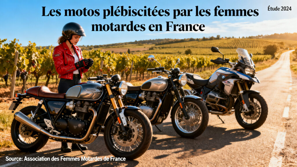 Les motos plébiscitées par les femmes motardes en France with text