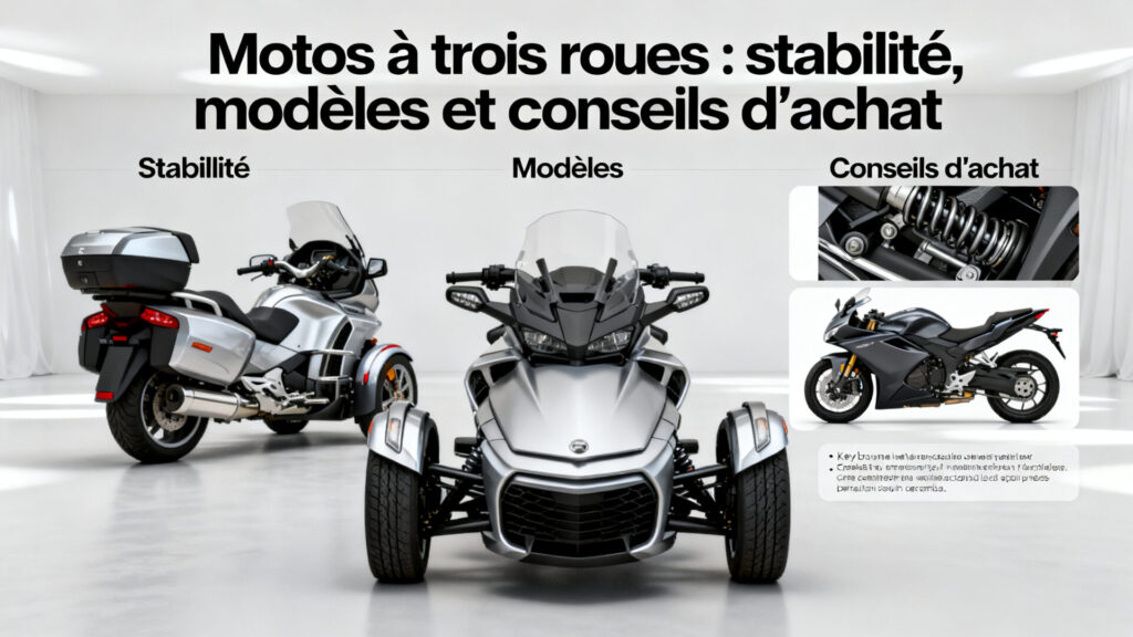 Motos à trois roues : stabilité, modèles et conseils d'achat with text