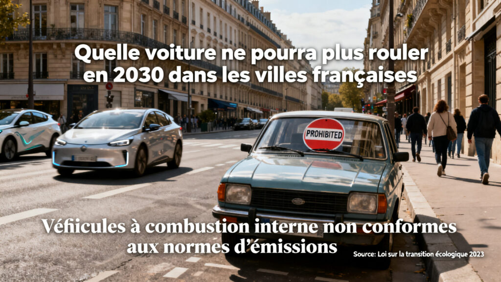 Quelle voiture ne pourra plus rouler en 2030 dans les villes françaises with text