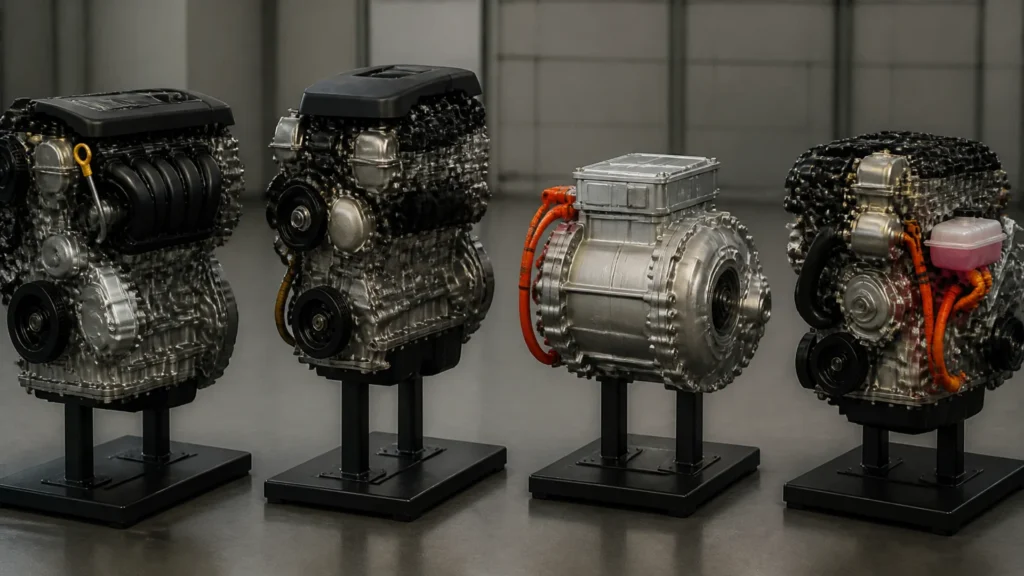 Quel moteur dure le plus longtemps ? comparaison essence, diesel, électrique et hybride without any text